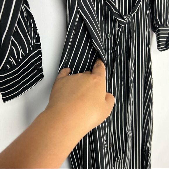 Adelyn Rae, Striped Shirt Maxi Dress. Black & white. Size: XS - NWT. - Picture 7 of 12